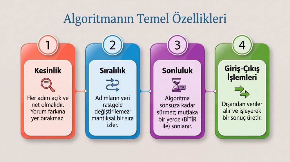 Algoritmanın Temel Özellikleri İnfografiği